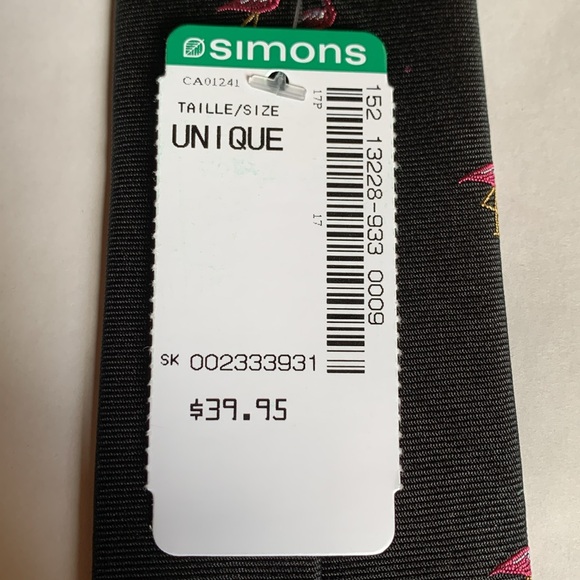 Le 31 Simons - black with pink flamingo narrow silk tie. - Picture 7 of 10